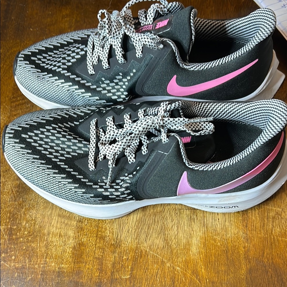 Nike Black and Pink Athletic Shoes with Breathable Mesh